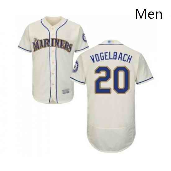 Mens Seattle Mariners 20 Dan Vogelbach Cream Alternate Flex Base Authentic Collection Baseball Jersey